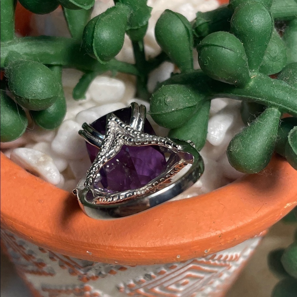 💎💎💎BOGOHO💎💎💎Vibrant Amethyst Silver Ring-size 6 - Picture 6 of 12